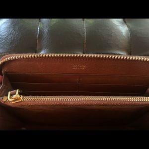 Brown Leather Tom Ford Zipper Wallet